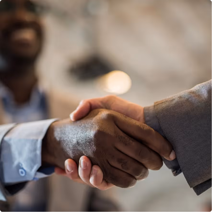 A handshake — the moment trust is made